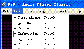 how to show information of a DVD in Media Player classic
