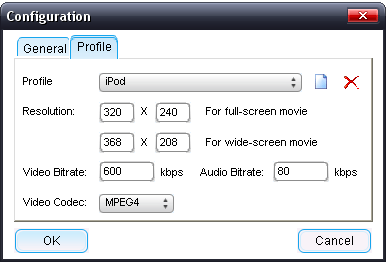 adjust profile parameters in Ideal DVD to iPod Converter